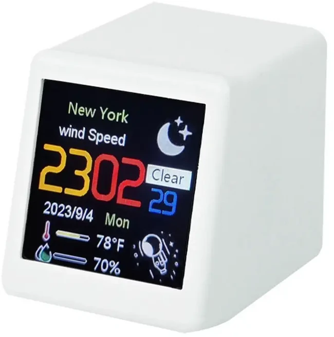 스마트 와이파이 관측소 시계 DIY 데스크탑 장식 크리스탈 큐브 사진 디스플레이 홀로그램 디지털 GIF, 02 White