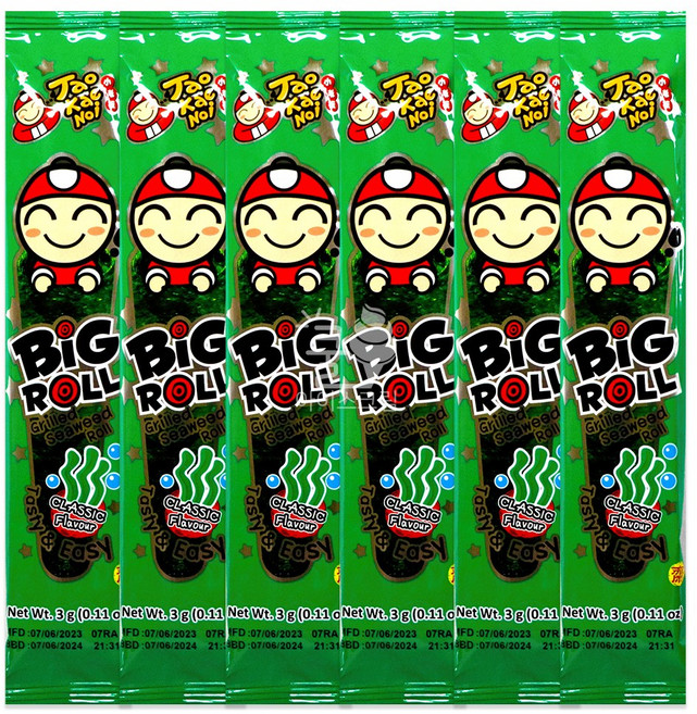 쿨마켓 빅 롤 그릴드 씨위드 클래식향 김맛과자 3g, 6개