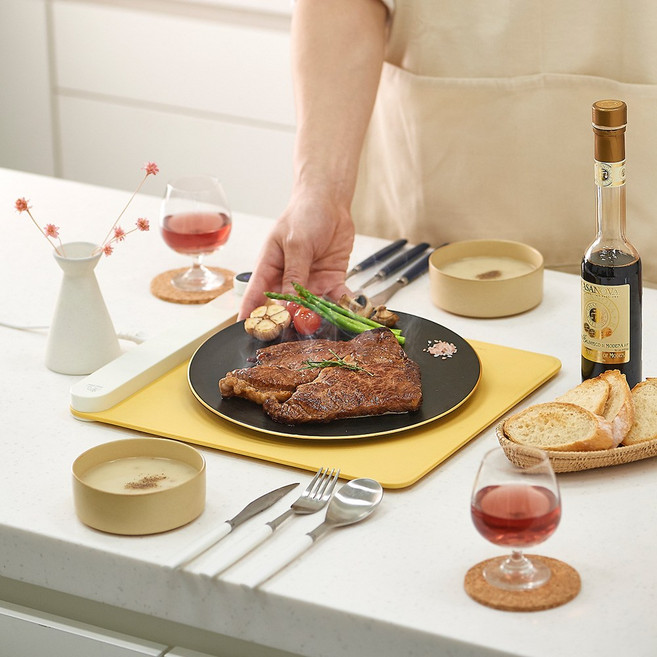 푸드시터 국내생산 실리콘 음식워머 스마트 전기 푸드워머 식탁 보온 매트 음식보온기, 크림화이트