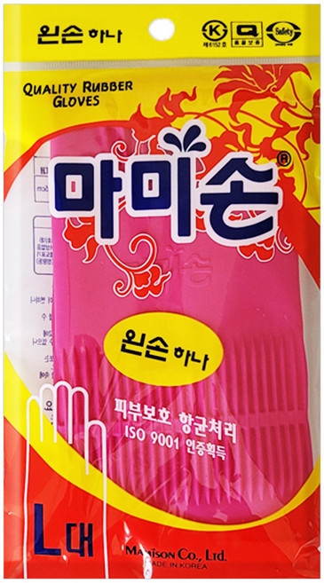 마미손 고무장갑 왼손하나-대 5개, 대(L)