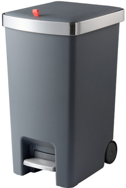 데코트리 대용량 이동식 페달 휴지통, 그레이