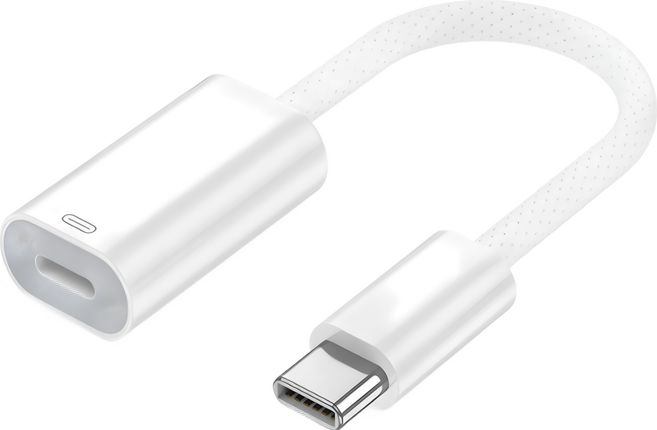 編織充電轉接頭 (Type-C轉Lightning), 白色, 1個, 12cm