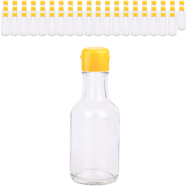 가인글로벌 S원형기름병150(FN) 유리병 원터치소캡 노랑, 60개, 150ml