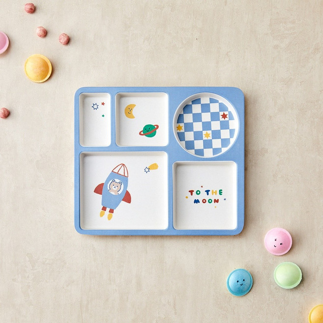 [모던하우스]애니멀힐즈 투더문 뱀부 파이버 나눔식판_KI0223014, 1개