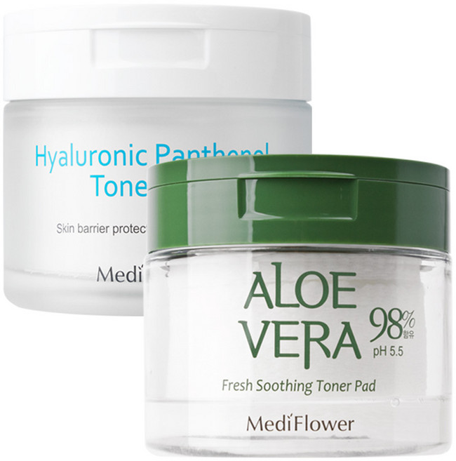 메디플라워 알로에베라 프레쉬 수딩 토너+히알루로닉 판테놀 토너 패드, 1개