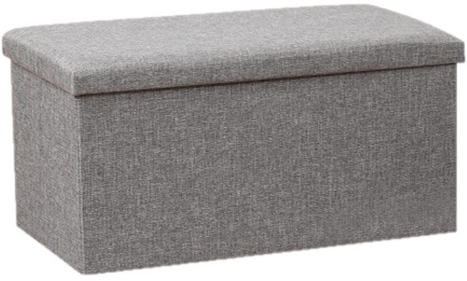 棉麻收納凳 透氣舒適 多功能收納 簡約時尚, 【灰色-長凳】40*25*25cm, 1個