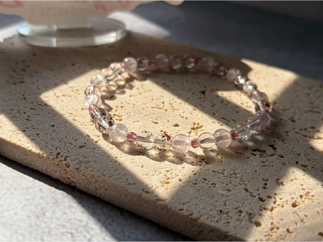 金草莓 紫鋰輝 粉碧璽 設計串 水晶手串