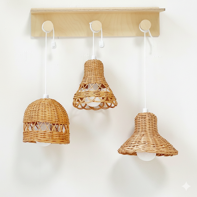 라탄 핸드메이드 분위기 따뜻한 아이방 조명 아이방 꾸미기 캠핑 조명, C