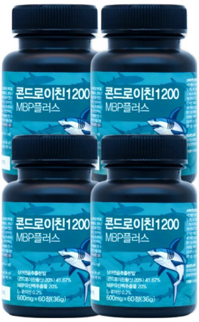 (닥터원) 미국산 상어연골 콘드로이친 1200 식약청 HACCP인증 MBP 유단백추출물 플러스, 4개, 60정