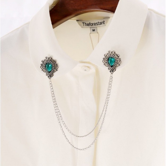 비엘스키 빈티지 합금 라인스톤 브로치 타이 체인 태슬 라펠 핀 웨딩 수트 주얼리 액세서리