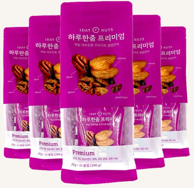 하루한줌 하루견과 (20g*10봉입), 프리미엄, 5개