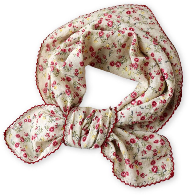 메리앤유 플로럴 패턴 코튼 소재 쁘띠 스카프 정사각 손수건 국산