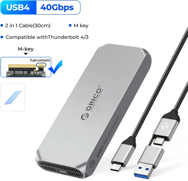 ORICO 냉각 선풍기 포함 알루미늄 호환 썬더볼트 3/4 맥 미니 아이맥용 8TB USB4 40Gbps 인클로저 PCIe4, 01 8TB Max with Fan, 01 China Mainland