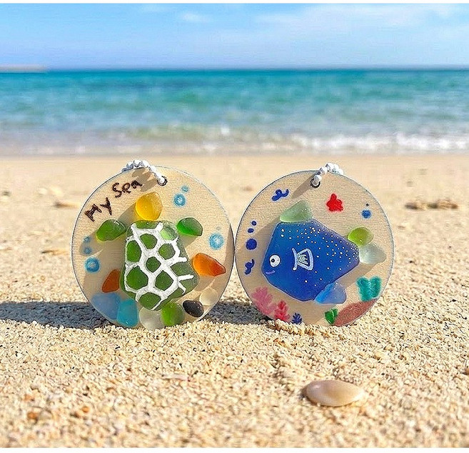 바다유리 키링 만들기 키트 DIY 업사이클링 체험 단체수업, 1개, 1.블루 바다유리 키링