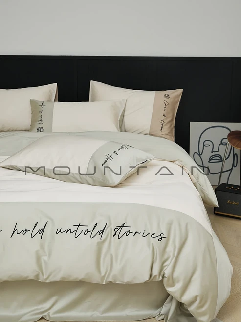 침대패드 텐셀 코튼 침대 4 종 세트 심플 침대 시트 이불 커버 매트리스 침구 용수철 여름, 01 1.8 meter bed, 08 marble