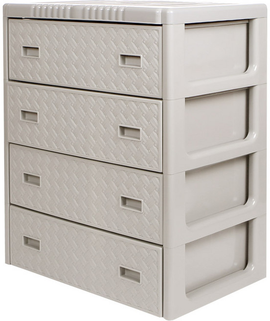 빅사이즈 그랜드 라탄 플라스틱 서랍장 4단, 라이트그레이, 1개