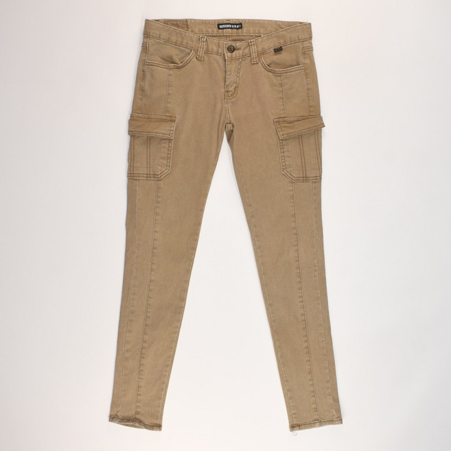 아우라Aura 베이지 면 빈티지 카고 스키니바지 M 여성 WP2896 빈티지테크