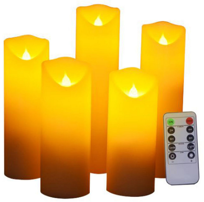 머레이 LED 흔들리는 촛불 무드등 5개 세트, 베이지