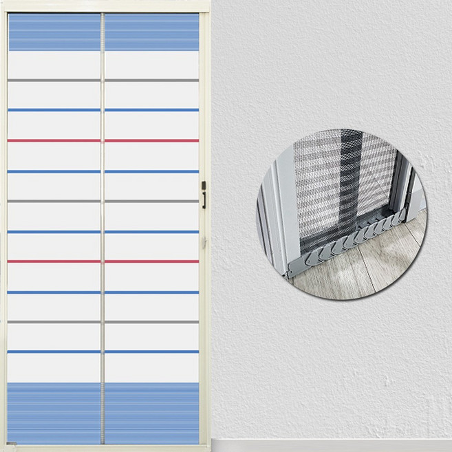 든든스토어 1000X2100이하 레일형_줄무늬 현관 자동 롤 방충망 방충문 현관문 모기장, 1개