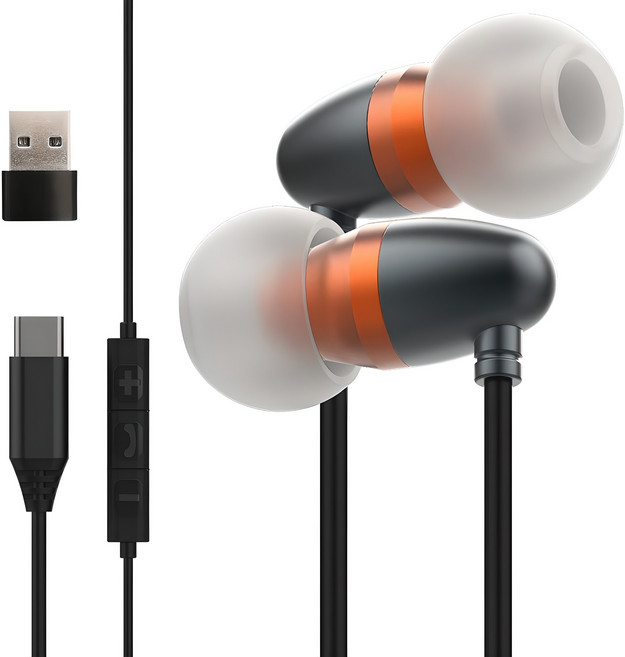 맥스틸 서라운드 7.1 노이즈캔슬링 마이크 C타입 유선 게이밍 이어폰 + USB 변환 젠더 세트, GM-AZEL3ENC, 블랙