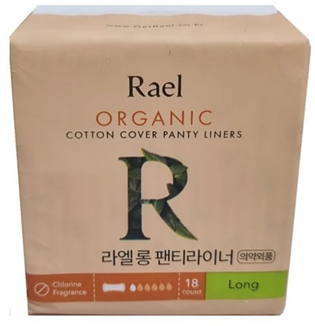 라엘 오가닉 순면커버 17cm 생리대 팬티라이너 롱 18개입, 1개 - 쿠팡