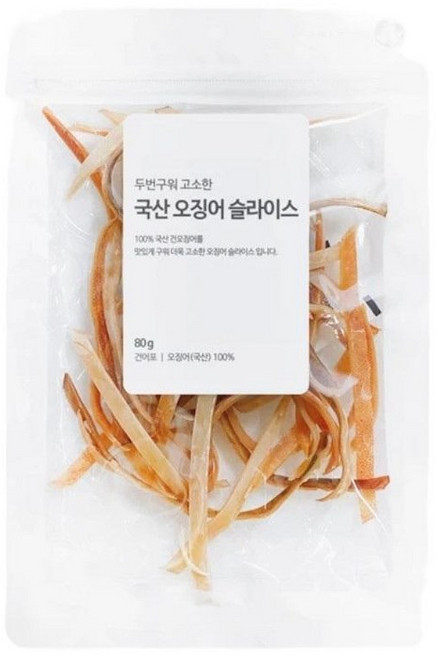 올가 주전부리 안주 간식 두번구운 국산 오징어 슬라이스 80g, 1개