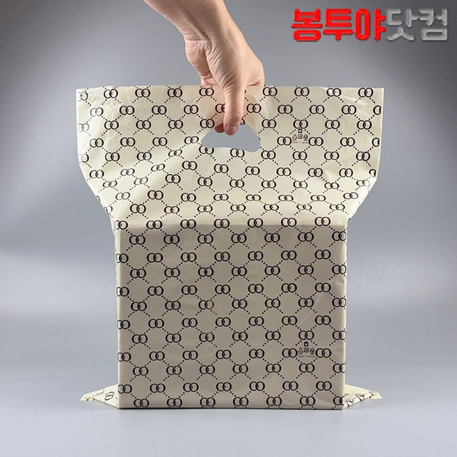 봉투야닷컴 HD PE 50호 비닐쇼핑백 50x59cm 100장 대형 비닐쇼핑백, 투링-아이보리