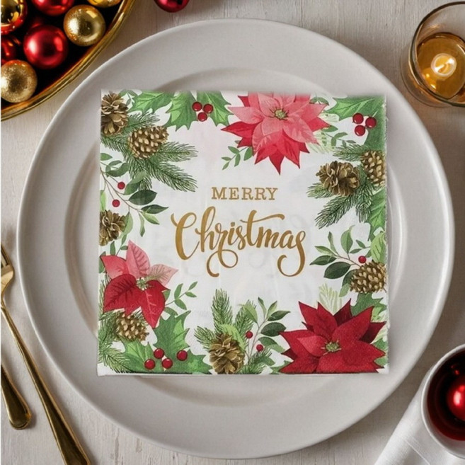크리스마스 냅킨 20매 세트, 20개입, 1세트