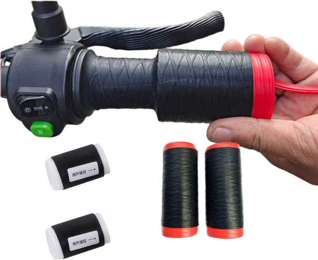 오토바이 자전거 실리콘 수축 핸들그립 손잡이 세트, 1세트, 검정