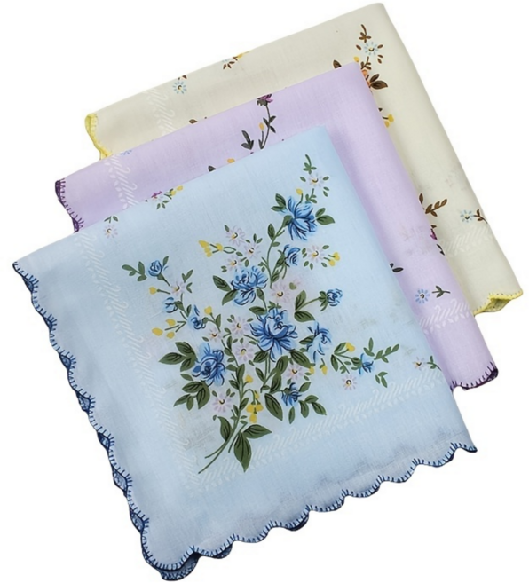 순면 꽃무늬 여성 손수건 쁘띠스카프 3종 세트