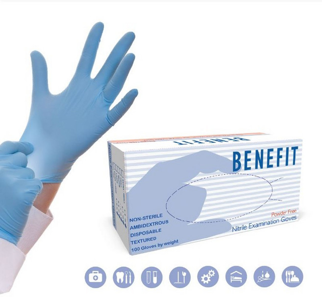 프리미엄 BENEFIT 라텍스장갑 니트릴장갑100매 (XS S M L), 아이스블루, 미니(XS), 100개