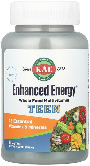 KAL Enhanced Energy® 10대 청소년용 종합비타민 베지 정제 60정 CAL-74810, KAL, Enhanced Energy®, 10대 청소, 1개