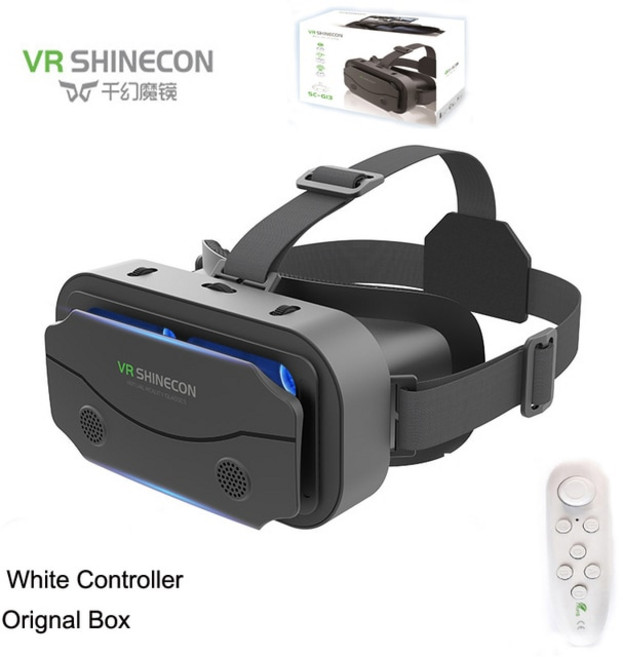 가상현실 vr SHINECON-3D 헬멧 VR 안경 3D 가상 현실 헤드셋 구글 판지 5-7 모바일 오리지널 박스 포함, 03 VR WHITE CONTROLLER, 1개