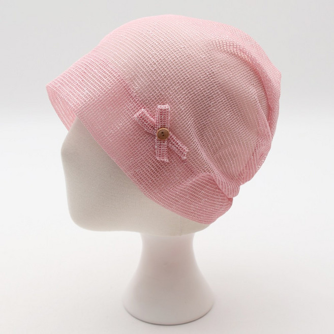 에스랑 멜로펄 여성 항암 비니 두건 메쉬 여름 통풍 얇은 두건모자 리본 포인트