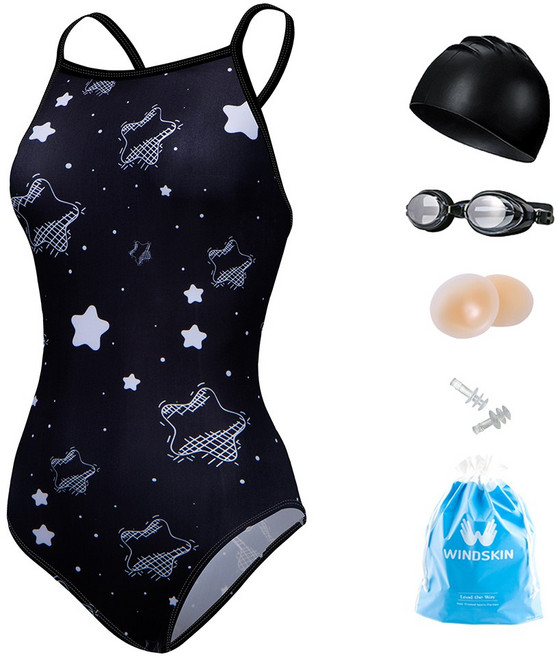 윈드스킨 여성 실내 수영복 여자 원피스 X백 6종세트