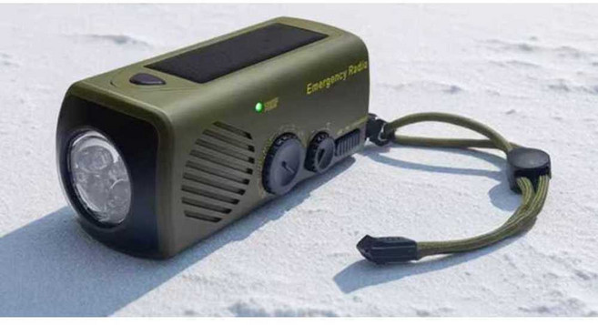 태양광 라디오 후레쉬 태양열 크랭크라디오 손전등, 1개, 오렌지 옐로우 (라디오/발전/태양광)