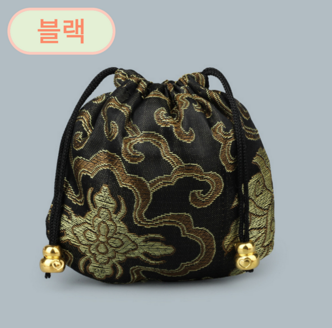 앨오앤지 전통 복주머니 파우치 세트, 5개, 6.블랙5개