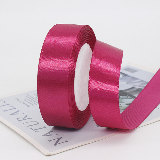 기본 새틴 공단 리본끈 25mm 22m, 28# 딥로즈