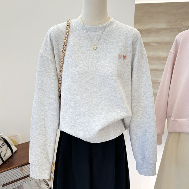 여성 긴팔 루즈핏 라운드넥 심플 맨투맨