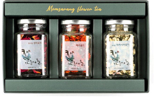 직접 기른 무농약 수제꽃차 3종 선물세트(장미꽃/메리골드/아카시아꽃차), 1개