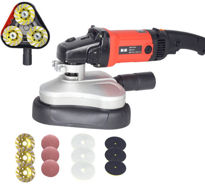 3헤드 휴대용 전동 콘크리트 연삭기 바닥 연마기 시멘트 면갈이 그라인더, 3. 헤드+연마 패키지, 1개