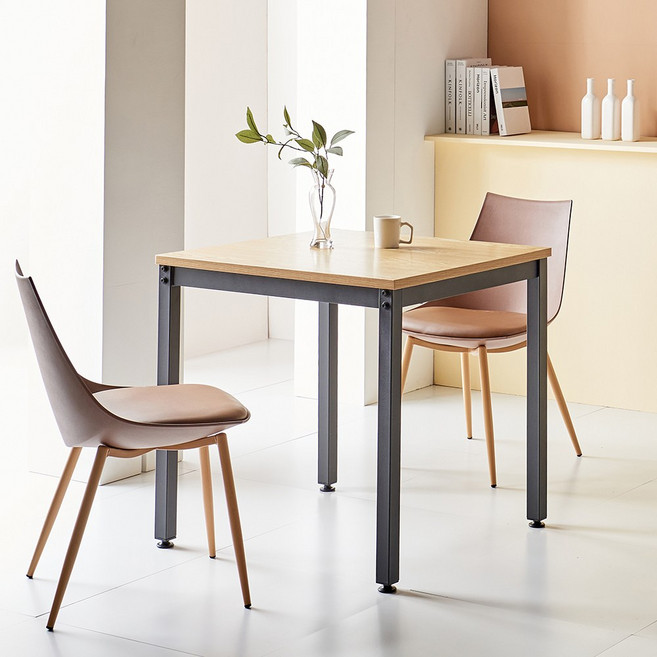 소소르 700x750 사각 2인용 식탁 테이블 조립식 철제 카페 책상테이블 4colors, 화이트네츄럴