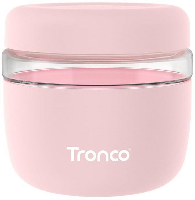 Tronco 뚜껑이 있는 473.2ml(16온스) 유리 식품 보관 용기 밀폐 누출 및 흘림 방지 도시락 그릇 밀프렙 샐러드 요거트 수프 스튜용 전자레인지 식기세척기, 핑크