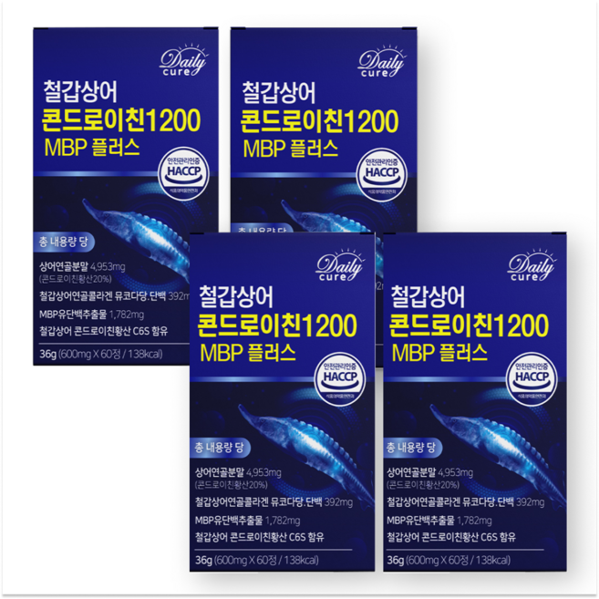 철갑상어 콘드로이친 1200 cs6형 MBP 식약청인증 데일리큐어, 4개, 60정