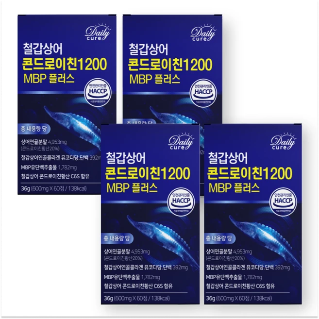 철갑상어 콘드로이친 1200 cs6형 MBP 식약청인증 데일리큐어, 4개, 60정 - 쿠팡