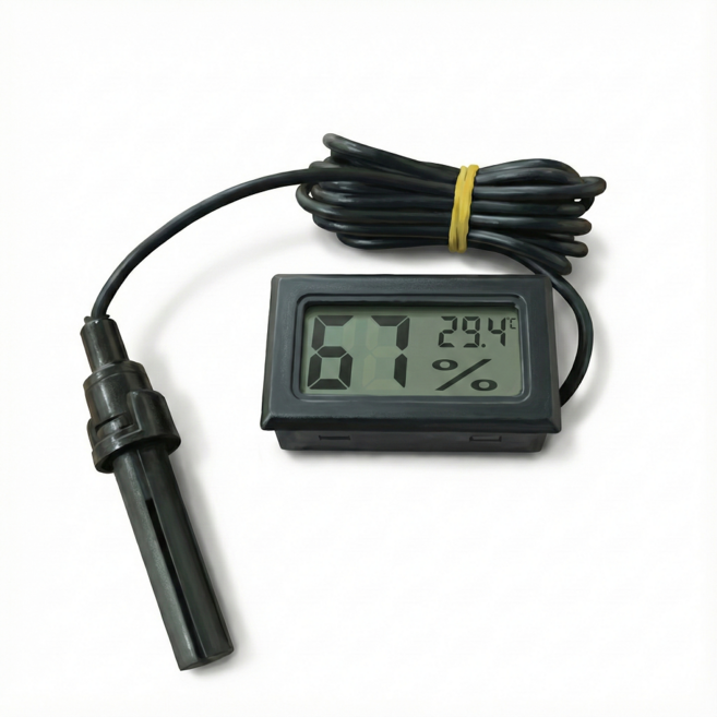 NRC 센서외부형 전자온습도계 파충류 크레스티드게코 육지거북, 블랙, 1개