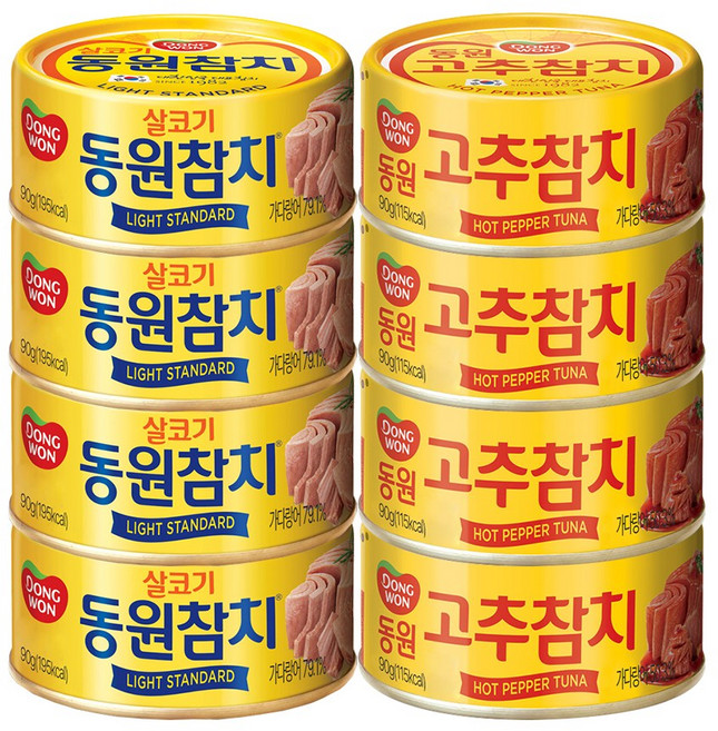 동원참치 살코기 90g×4p + 고추참치 90g×4p 세트, 90g, 1세트