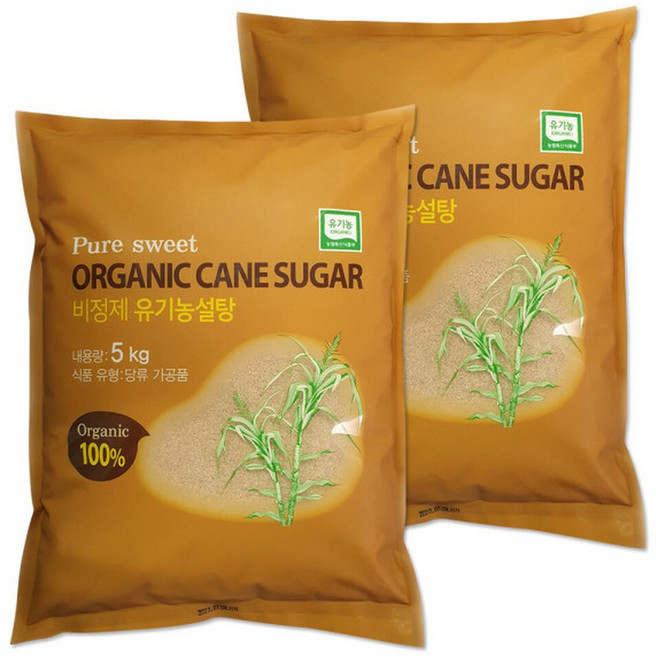 자연미가 유기농 비정제설탕 10kg(5kgx2포), 2개, 10kg