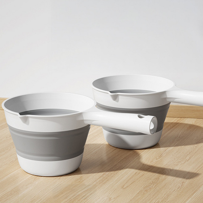 휴대용 접이식 욕실 바가지 캠핑 세차, 1세트, 그레이 2개