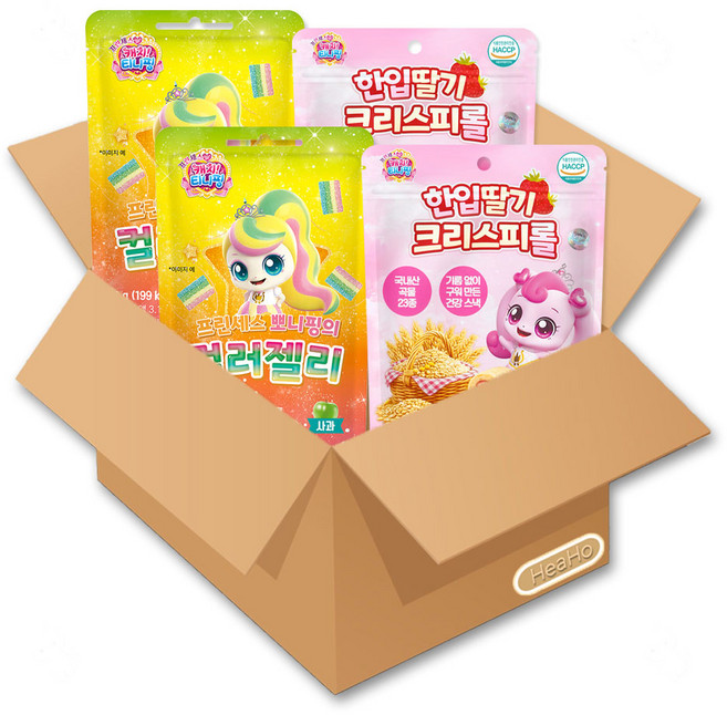 프린세스 캐치티니핑 한입 딸기 크리스피롤 40g + 캐치티니핑 젤리 50g 세트, 1세트, 90g, 한입 딸기 크리스피롤+컬러젤리